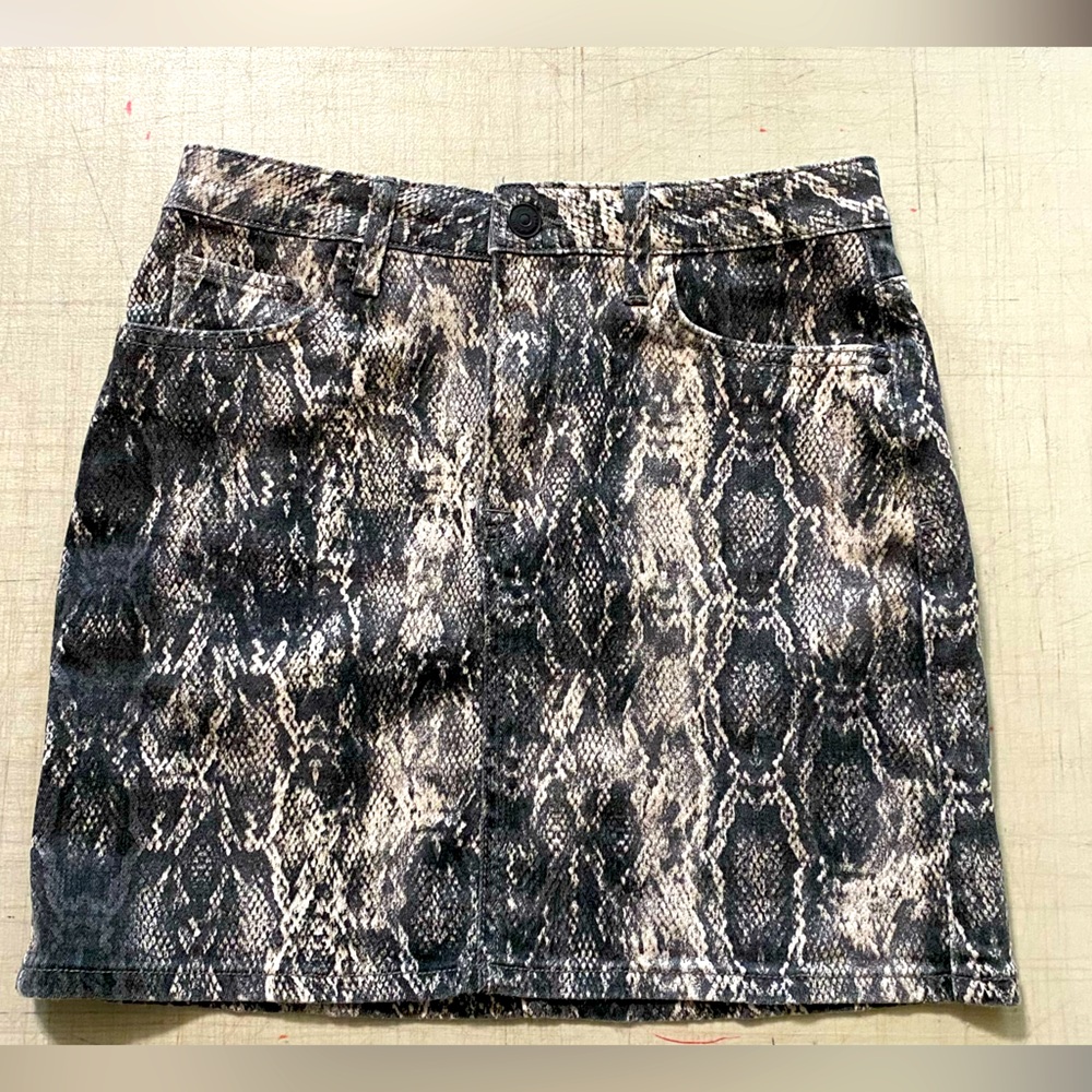 Zara Snake Print Mini Skirt - Black and Gray small 28 x 15